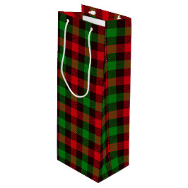 緑と赤の格子縞 ワインギフトバッグ