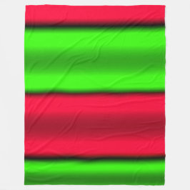 緑と赤の水平ストライプ線 フリースブランケット