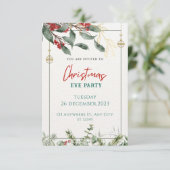 緑と赤の水色のクリスマスパーティー 招待状 (スタンド正面)