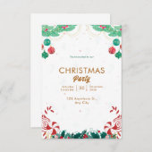 緑と赤の水色のクリスマス 招待状 (正面/裏面)