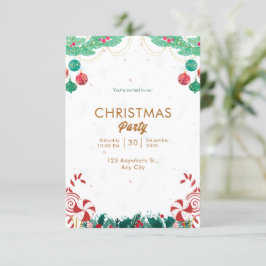 緑と赤の水色のクリスマス 招待状