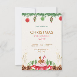 緑と赤の水色のクリスマス 招待状