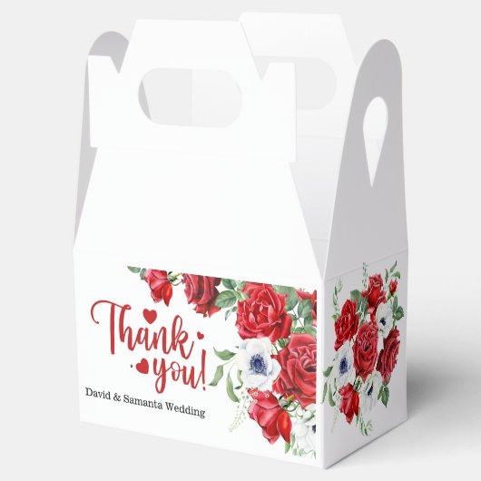 緑と赤の水色のフローラ結婚式の引き出物ボックス フェイバーボックス (オープン)