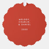 緑と赤の水色ハッピーフリンジサークル オーナメントカード (裏面)