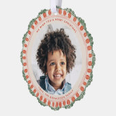 緑と赤の水色ハッピーフリンジサークル オーナメントカード (左)