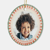 緑と赤の水色ハッピーフリンジ写真 セラミックオーナメント (左)