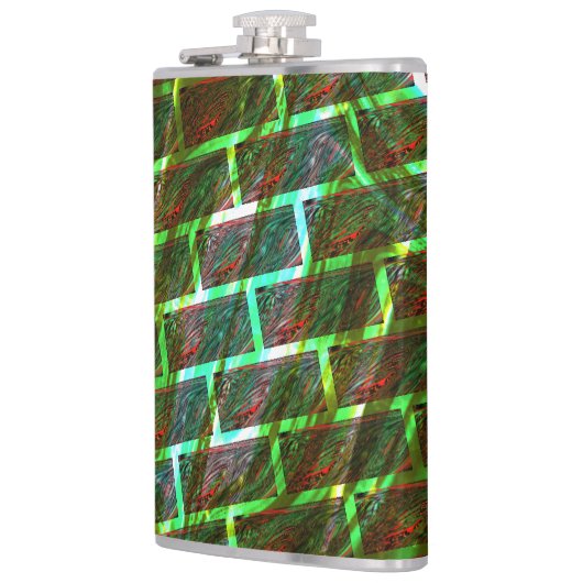 緑と赤の汚れ、傷と壁効果 フラスク (左)