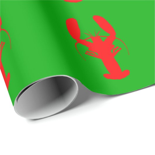 緑と赤の海岸沿いのクリスマスデコールロブスター ラッピングペーパー (ロールコーナー)