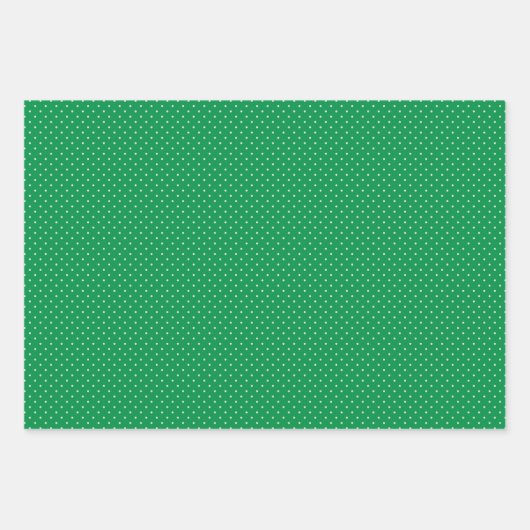緑と赤の白の水玉模様クリスマスパターン ラッピングペーパーシート (正面)