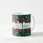 緑と赤の白の2つの影と聖降誕祭 コーヒーマグカップ (正面右)