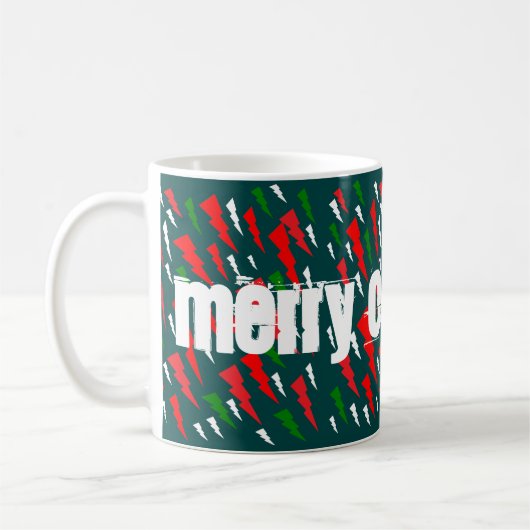 緑と赤の白の2つの影と聖降誕祭 コーヒーマグカップ (左)