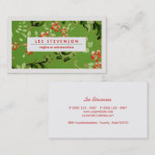 緑と赤の花ヴィンテージ花柄 名刺 (正面/裏面)