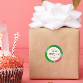 緑と赤の芸術的な枠絵を描ギフト ラウンドシール