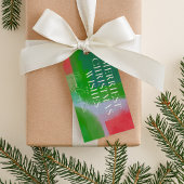 緑と赤の芸術的な絵を描抽象芸術クリスマス ギフトタグ