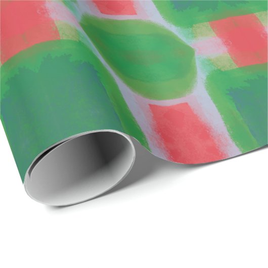 緑と赤の芸術的な絵を描抽象芸術クリスマス ラッピングペーパー (ロールコーナー)