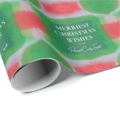 緑と赤の芸術的な絵を描抽象芸術クリスマス ラッピングペーパー (ロールコーナー)