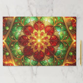 緑と赤の装飾的なホリデー用 tearaway プレースマット (インサイチュ)