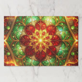 緑と赤の装飾的なホリデー用 tearaway プレースマット (正面)