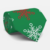 緑と赤の雪の結晶 クリスマス ネクタイ (ロール)
