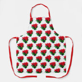緑と赤ポインセチアポット植物のパターン白 エプロン (正面)