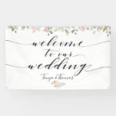 緑と赤面ピンクブラック書道へようこそ 横断幕 (横)