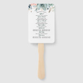 緑と赤面ピンクローズ結婚式 プログラム ハンドファン (裏面)