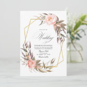 緑と赤面ピンク結婚フローラ 招待状 (スタンド正面)