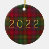 緑と赤、タータンチェックセラミックオーナメント セラミックオーナメント (正面)
