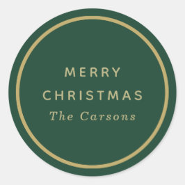 緑と金のクラシックな丸いクリスマスシール ラウンドシール