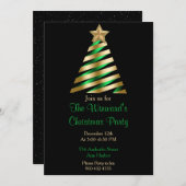 緑と金のクリスマスツリー 招待状 (正面/裏面)