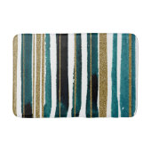 緑と金のグリッター ストライプのバスマット バスマット (正面)