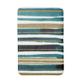 緑と金のグリッター ストライプのバスマット バスマット (正面縦)