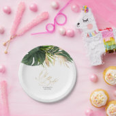 緑と金のパームリーフ トロピカル エレガント ペーパープレート (パーティー)