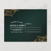 緑と金のモロッコのアラビアンナイト　セーブ・ザ・デート 案内ポストカード (裏面)