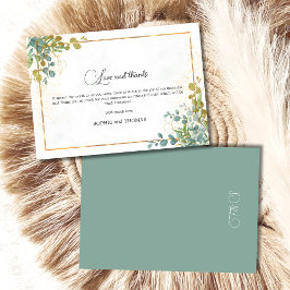 緑と金のユーカリ水彩画 サンキューカード