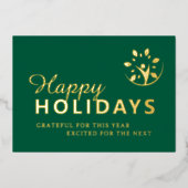 緑と金のロゴと一緒に楽しいホリデーシーズン 箔シーズンカード (正面)