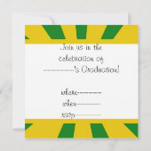 緑と金の学校カラーの卒業オウル 招待状 (裏面)