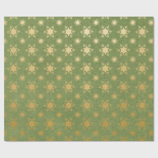 緑と金の箔のクリスマス ラッピングペーパー (フラット)