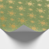 緑と金の箔のクリスマス ラッピングペーパー (角)