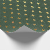 緑と金の箔のクリスマス ラッピングペーパー (角)