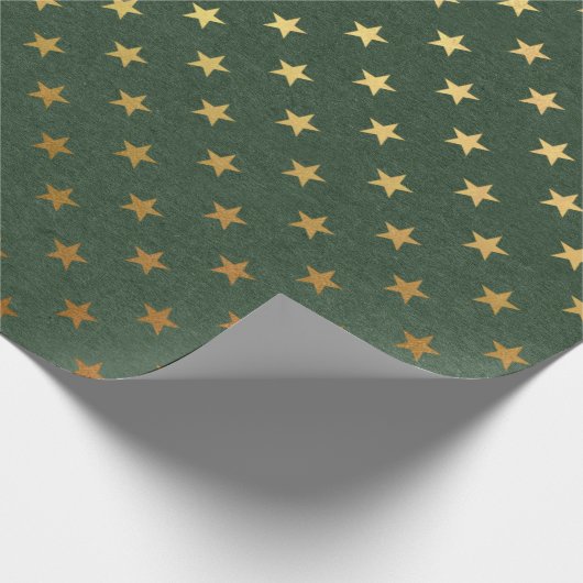 緑と金の箔のクリスマス ラッピングペーパー (角)