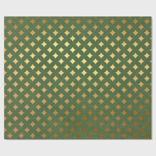 緑と金の箔のクリスマス ラッピングペーパー (フラット)