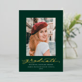 緑と金の箔のスクリプト箔の発表 箔招待状 (立ち正面)