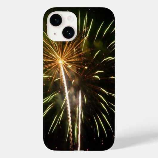 緑と金の花火の休日お祝い Case-Mate iPhoneケース (裏面)
