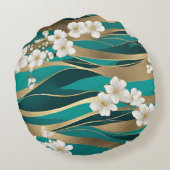 緑と金の花 ラウンドクッション (裏面)