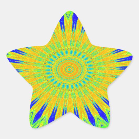 緑と金の芸術的なアフリカンテーマデザインプリント 星シール (正面)