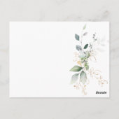 緑と金の葉のアドバイス　花嫁へのメッセージ ポストカード (裏面)