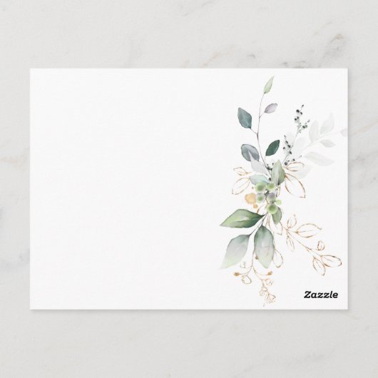 緑と金の葉のアドバイス　花嫁へのメッセージ ポストカード (裏面)