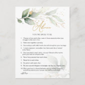 緑と金の葉のアドバイス　花嫁へのメッセージ ポストカード (正面)