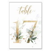 緑と金の葉の装飾、テーブル17、テーブル番号 テーブルナンバー (裏面)